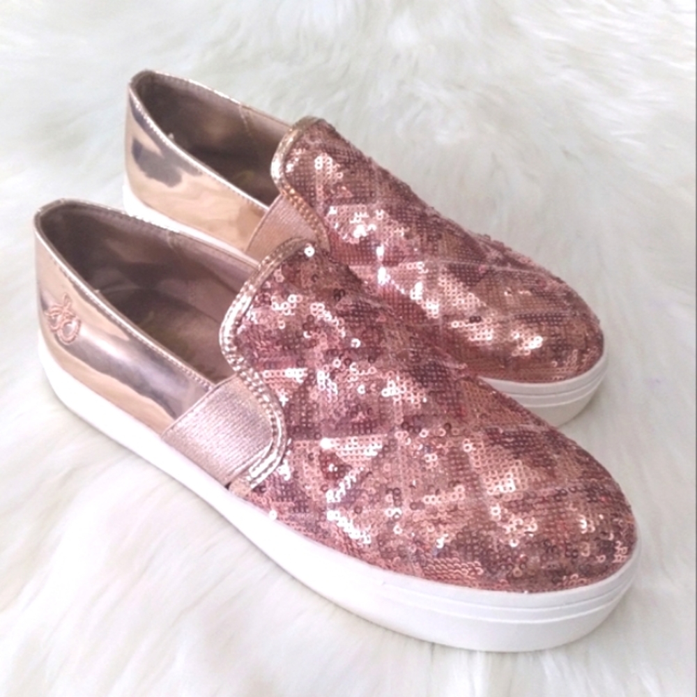 Sam Edelman Girls Sheena Pam Rose Gold  Slip On Sneakers  Sz 5
